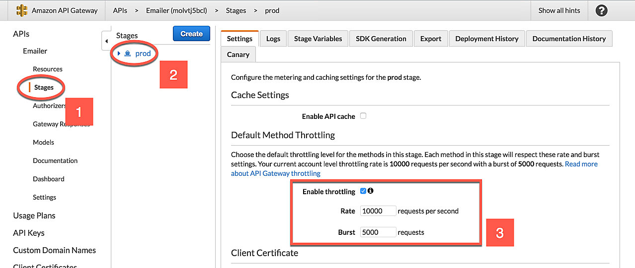 set stage level throttling via UI