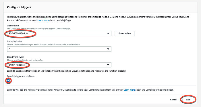 Configure CloudFront trigger